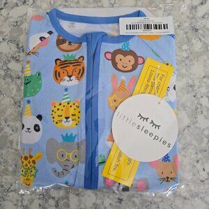 Little Sleepies | 12-18 Months | Blue Birthday Animals Zippy | NWT NIB